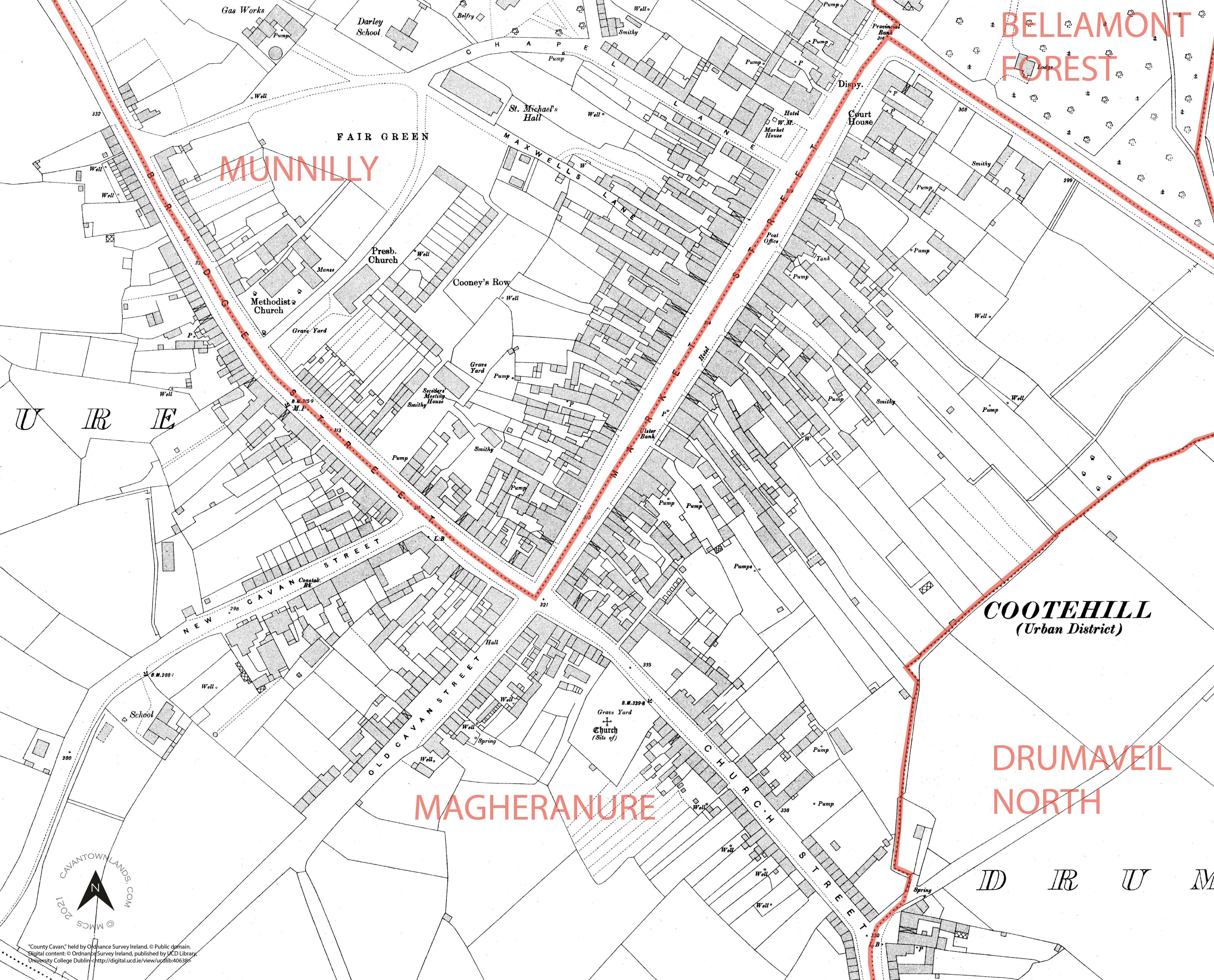 Cootehill Town map